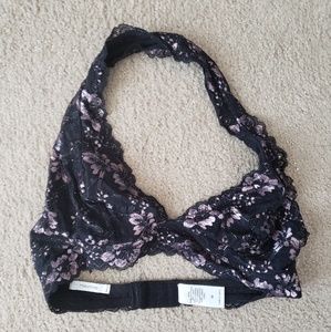 Maurice's lace halter bra purple/black size M